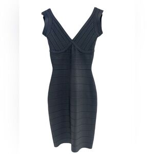 Herve Leger Black Knee Length Dress
